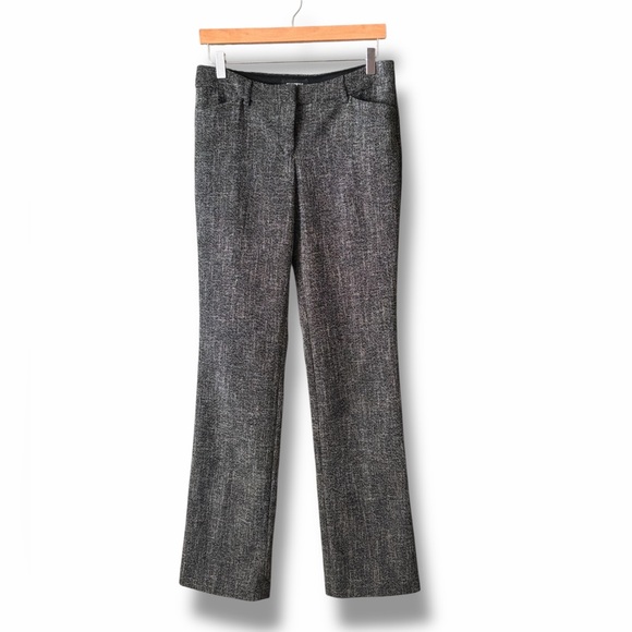 Express Black & White Stretch Tweed Editor Barely Boot Low Rise Slacks Size 6L - Picture 2 of 6